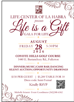 Join Us for the “Life is a Gift” Gala for Life!