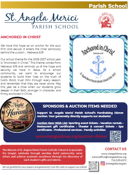 Anchored in Christ: Join Us in Supporting St. Angela Merici Parish School!