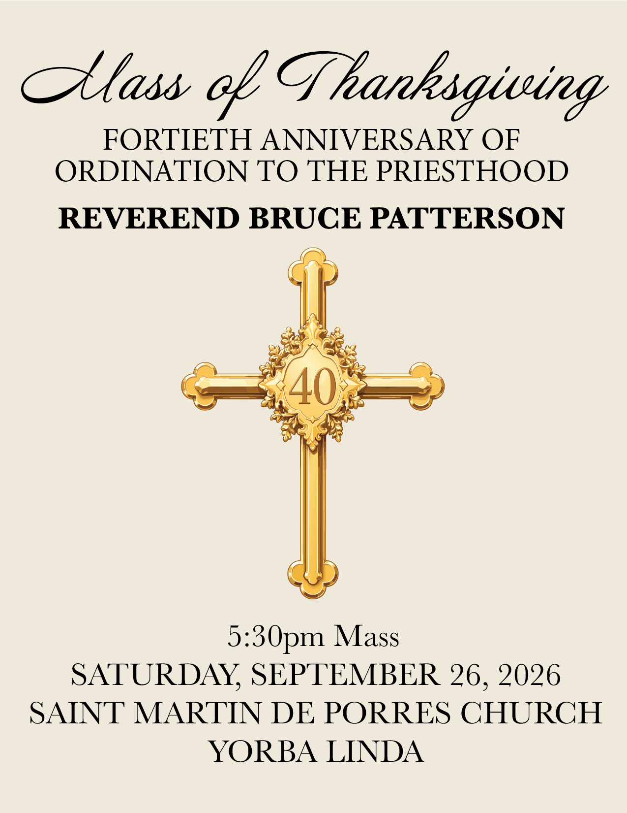Celebrating 40 Years of Faithful Service: Mass of Thanksgiving for Father Bruce Patterson