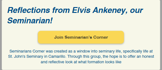 Reflections from Elvis Ankeney, Our Seminarian!