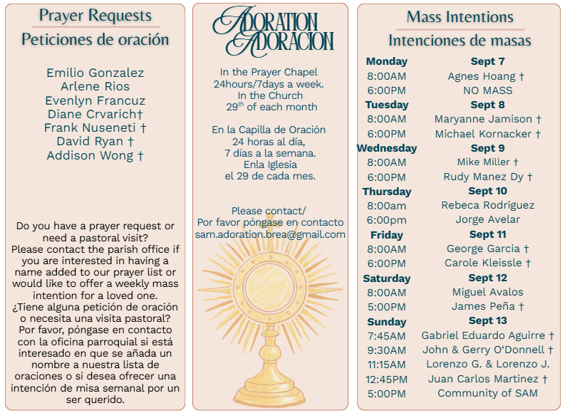 Come Before the Lord: Adoration, Prayer, and Mass Intentions